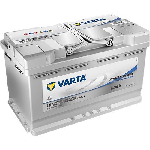 VARTA Professional Dual Purpose AGM 840080080C542, LA80 12 V, 80 Ah, 800 A