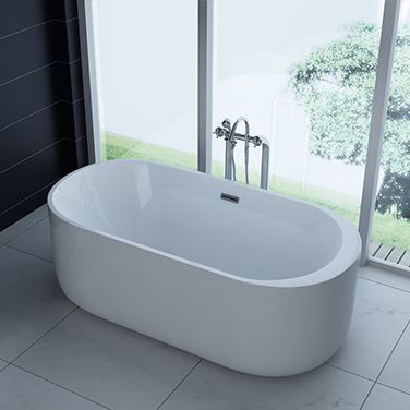PureHaven freistehende Luxus Acryl-Badewanne 170x80 cm elegant inkl. Siphon Überlaufschutz leicht zu