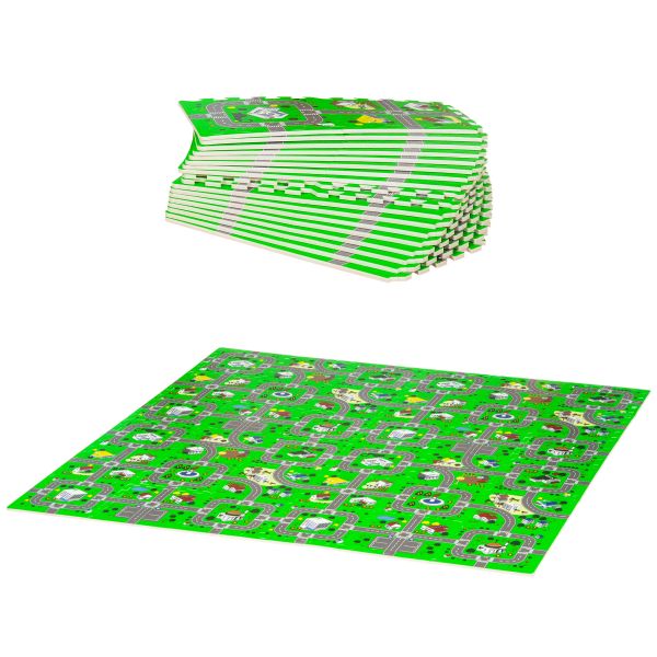HOMCOM Kinder Puzzlematte Kinderspielteppich Spielteppich 36 Stück mit 24 Seitenstreifen und rutschf