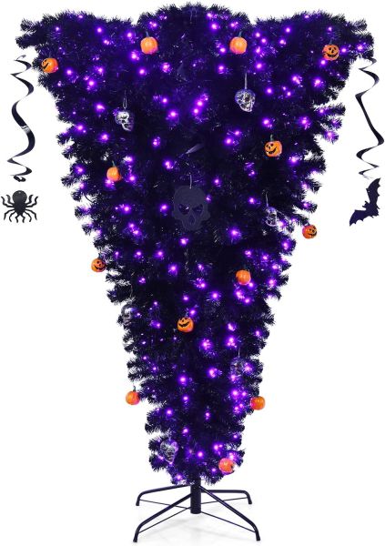 COSTWAY 180cm LED Weihnachtsbaum mit 270 lila Leuchten