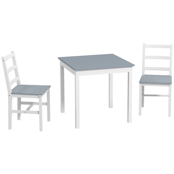 HOMCOM Essgruppe 3er-Set, Esstisch mit 2 Stühlen, Küchentisch-Set für 2 Personen