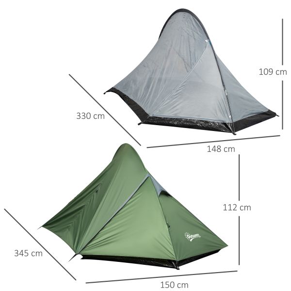 Zelt für 2 Personen Polyester Dunkelgrün