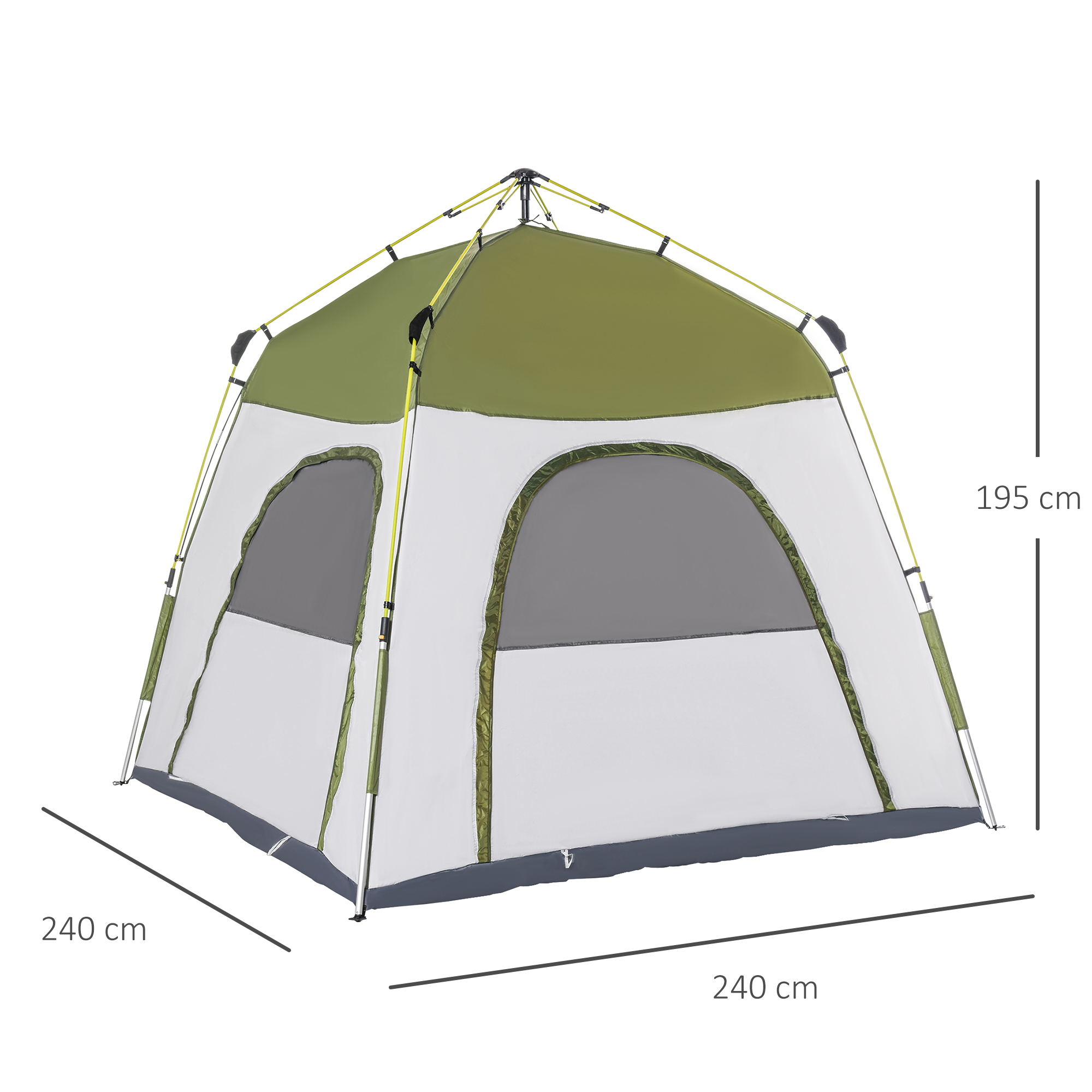 Outsunny Autozelt, Campingzelt, Reisezelt, für 4-5 Personen, Glasfaser  Polyester, Grün, 300 x 300 x 230 cm