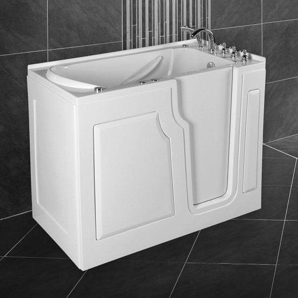 PureHaven Seniorenbadewanne 122x71 cm mit Whirlpool-Funktion Wasserdüsen integrierter Tür für leicht