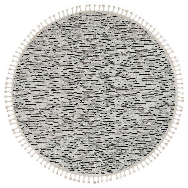 Teppich Moroccan Celestial, 190 cm x 190 cm, Farbe grau, rund, Florhöhe 19mm