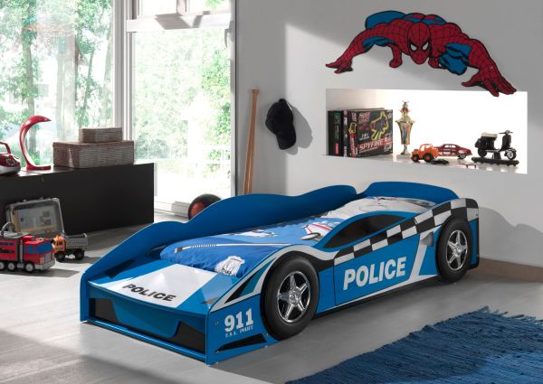 VIPACK - Kinderbett Police Car 70 x 140 cm blau lackiert