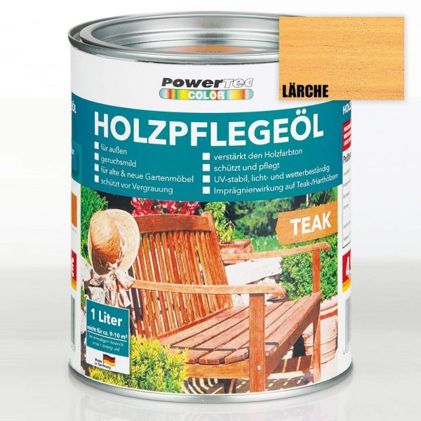 Powertec Color Holzpflegeöl, 1 Liter, Lärche