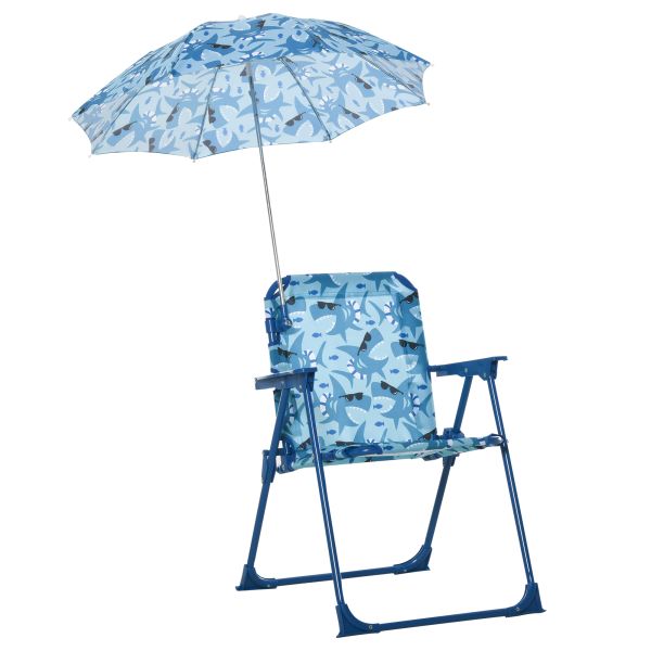 Outsunny Kinder-Campingstuhl mit Sonnenschirm Kinder-Strandstuhl Klappstuhl für 1-3 Jahre leichte Ge