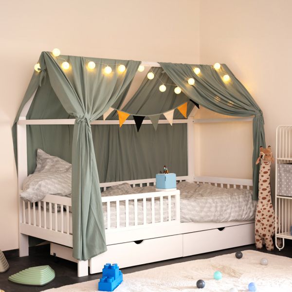 HOME DELUXE Kinderbett STERNENLAND mit Schubladen – 90 x 200 cm Weiß