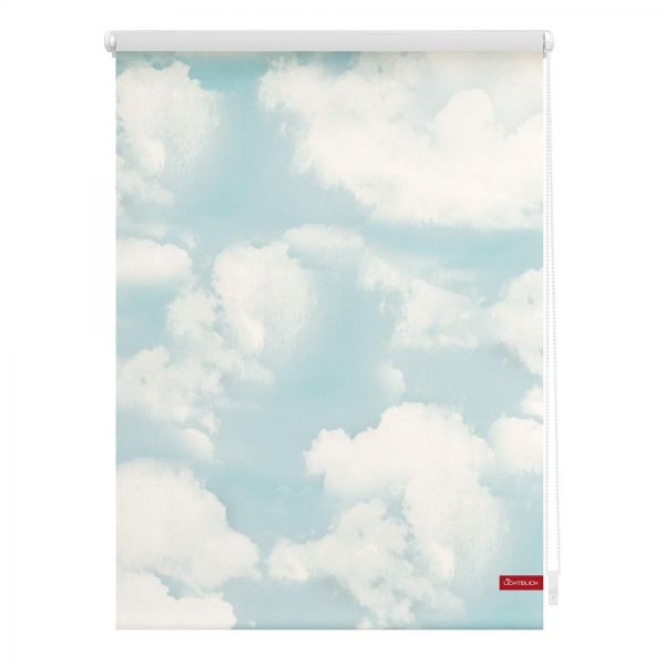 Lichtblick Rollo Klemmfix, ohne Bohren, blickdicht, Wolken - Blau, 45 x 150 cm (B x L)