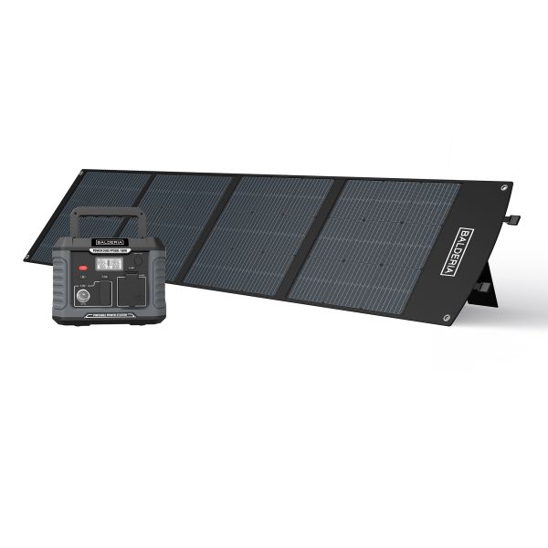 BALDERIA Power Set PS500-200: Solar-Generator, Kraftwerk, Tragbare Powerstation 400Wh mit Solarpanel