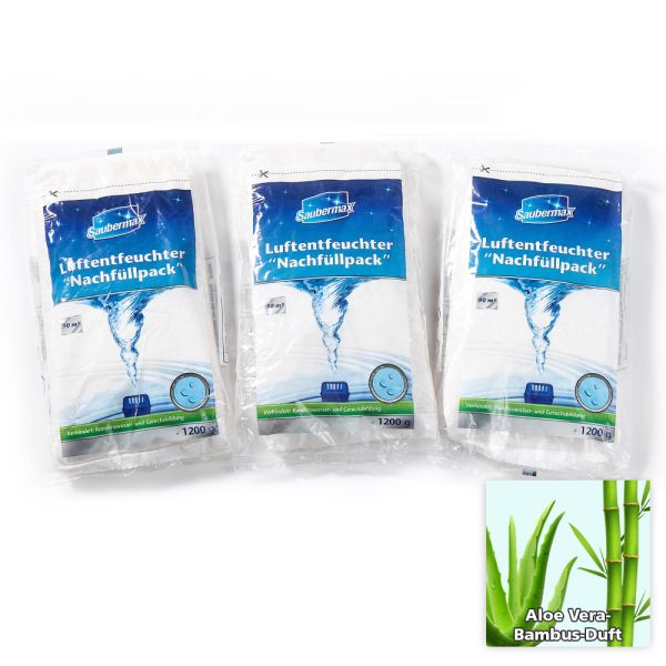 Saubermax Luftentfeuchter Nachfüllpack mit Bambus & Aloe Vera - 3er Pack