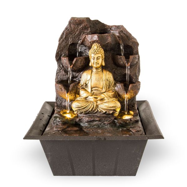 Lemodo Zimmerbrunnen Buddha mit LED Beleuchtung