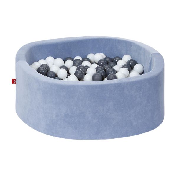 Knorrtoys - Bällebad soft - "Soft blue" - 300 balls grey/creme