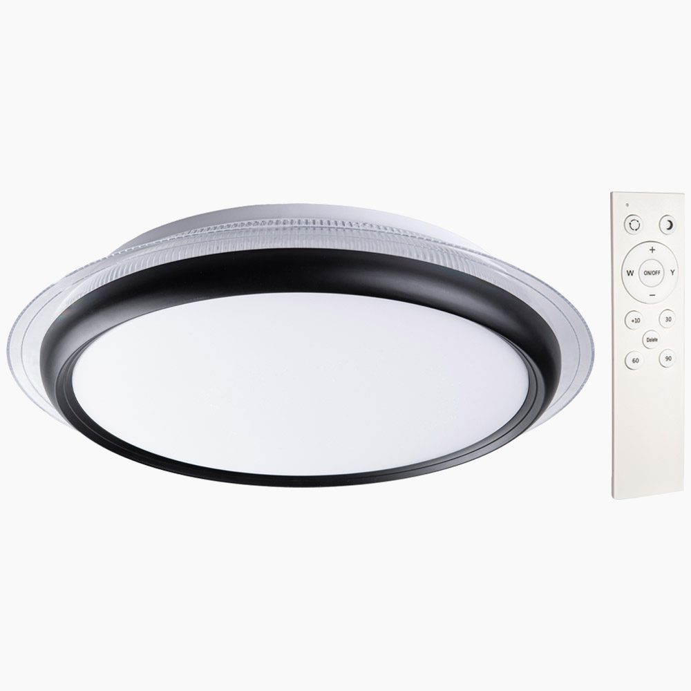 I-Glow LED-Design-Deckenleuchte, Ø ca. 45 cm - Schwarz mit transparentem  Ring | Norma24