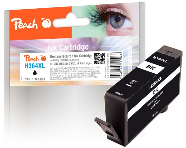 Peach Tintenpatrone mit Chip, schwarz kompatibel zu HP No. 364XL, CN684EE
