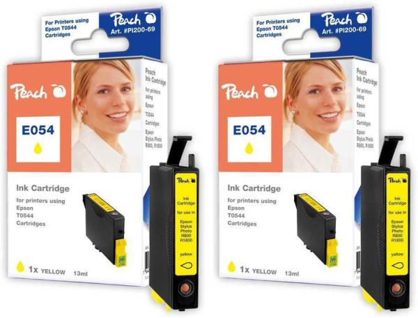 Peach Doppelpack Tintenpatronen gelb kompatibel zu Epson T0544