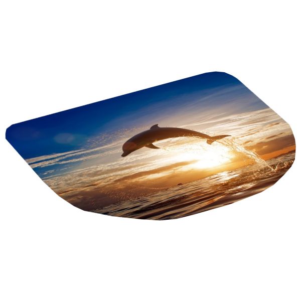 Santosini Weichschaum-Badematte Halbrund, ca. 50 x 55 cm - Delfin im Sonnenuntergang