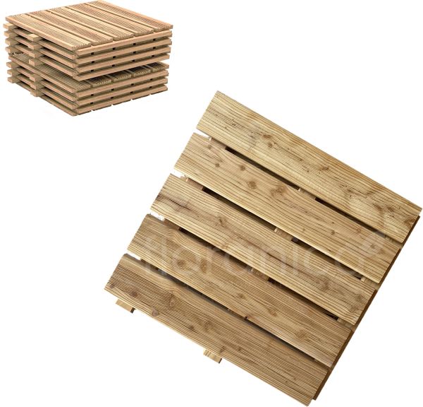 Floranica Holzterrassenplatten 1 Stück 50x50 cm Lärchenholz Unbehandelt Boden für die Sauna Terrasse