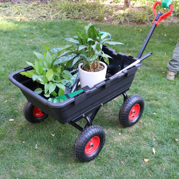 GreenYard® Gartenwagen mit Kippfunktion, Volumen 65l,Tragkraft 550kg, Handwagen Bollerwagen