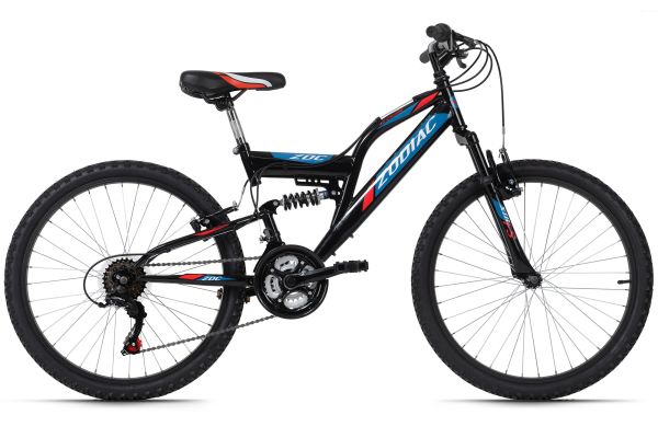 KS Cycling Kinderfahrrad Mountainbike Fully 24'' Zodiac schwarz-rot RH 38 cm