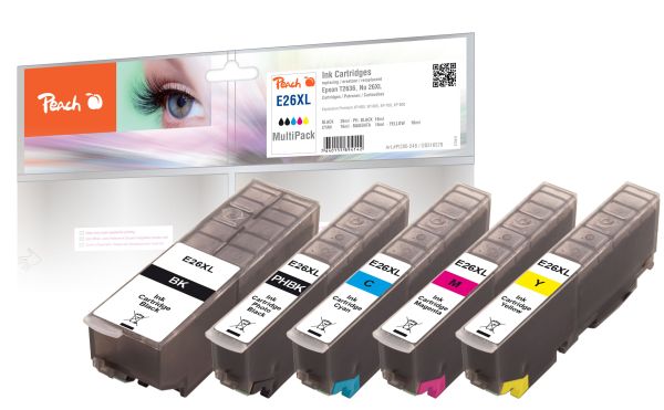 Peach Spar Pack Tintenpatronen HY kompatibel zu Epson No. 26XL, T263