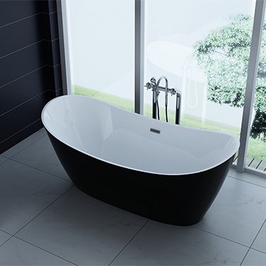 freistehende Acryl-Badewanne 170x80 cm elegant inkl. Siphon Überlaufschutz leicht zu pflegende Oberf