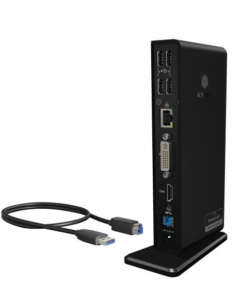 ICY BOX IB-DK2241AC 11-in-1 USB 3.0 Type-A DockingStation mit zwei Videoanschlüssen