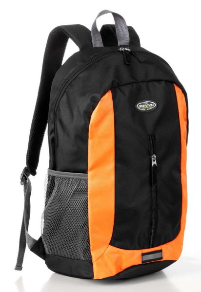 City Survival Rucksack mit Regenschutzhülle - Schwarz/Orange