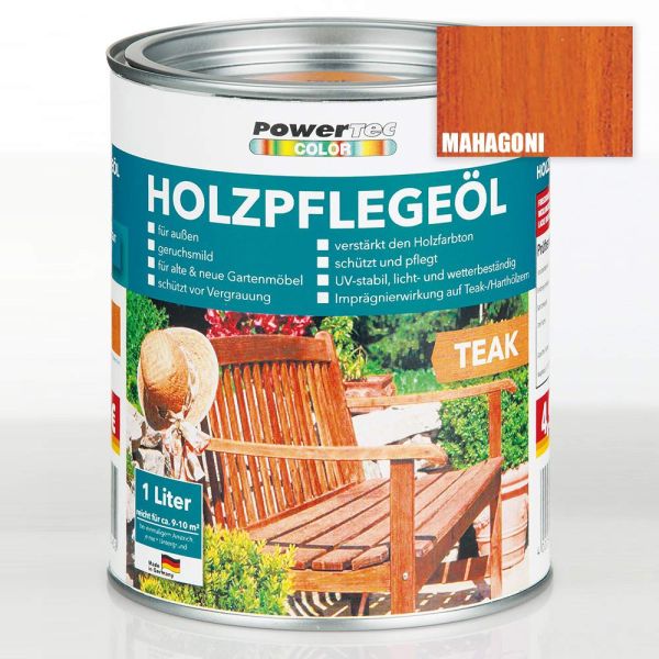 Powertec Color Holzpflegeöl, 1 Liter, Mahagoni