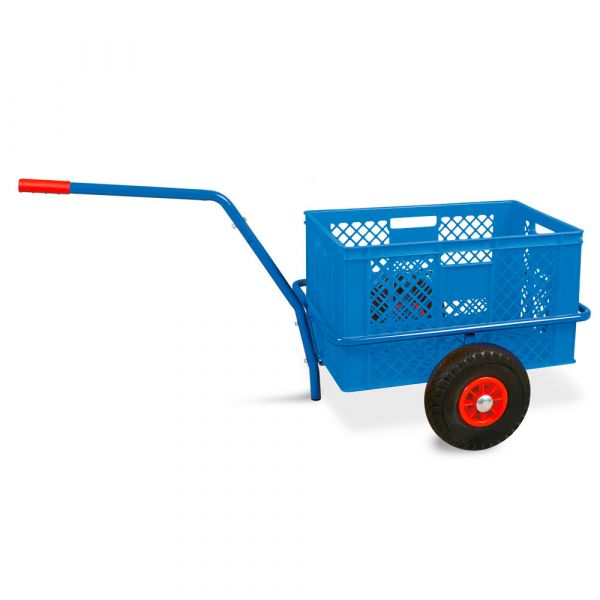 Handwagen mit Kunststoffkorb, H 320 mm, blau, LxBxH 1250x640x660 mm, Tragkraft 200 kg