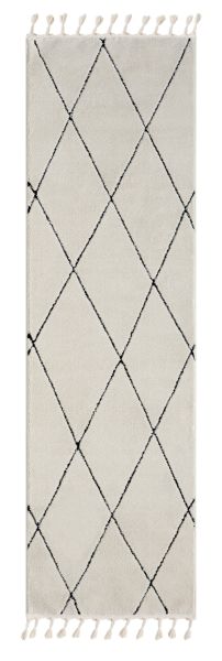Teppich Moroccan Calm, 80 cm x 250 cm, Farbe weiß, rechteckig, Florhöhe 19mm