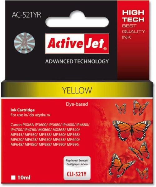 TIN ACTIVEJET AC-521YR Refill für Canon CLI-521Y yellow