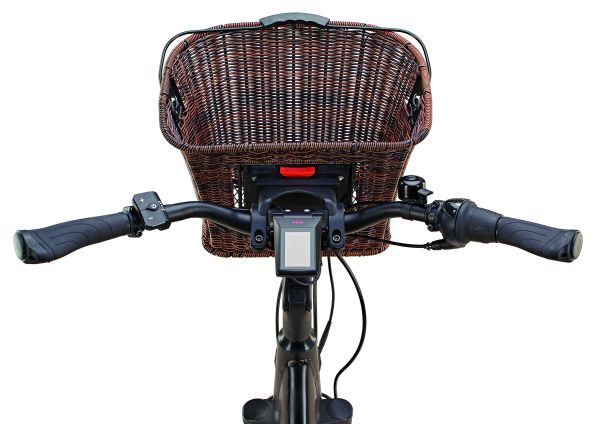 Prophete Fahrradkorb City Rattan-Optik, inkl. E-BIKE Halter, für Lenkerbefestigung, Farbe: braun