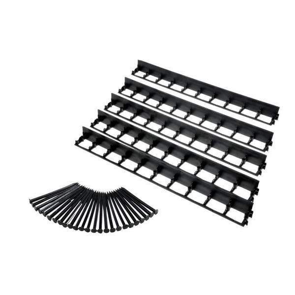 acerto® 5 Stk Elastische Rasenkante aus Kunststoff, schwarz, 100 cm