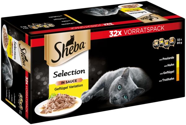 SHEBA® Schale Vorratspack Selection in Sauce Geflügel Variation 32 x 85g