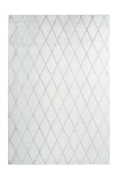 3D-Hochflorteppich Weiß / Graublau 160cm x 230cm