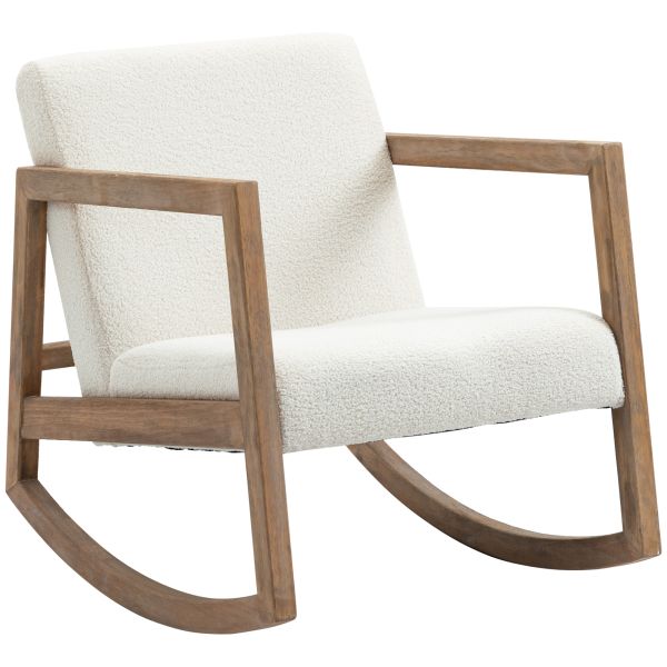 HOMCOM Schaukelstuhl mit Holzrahmen gepolstert Relax Stuhl Sessel Stuhl Wohnzimmersessel Lounge mit