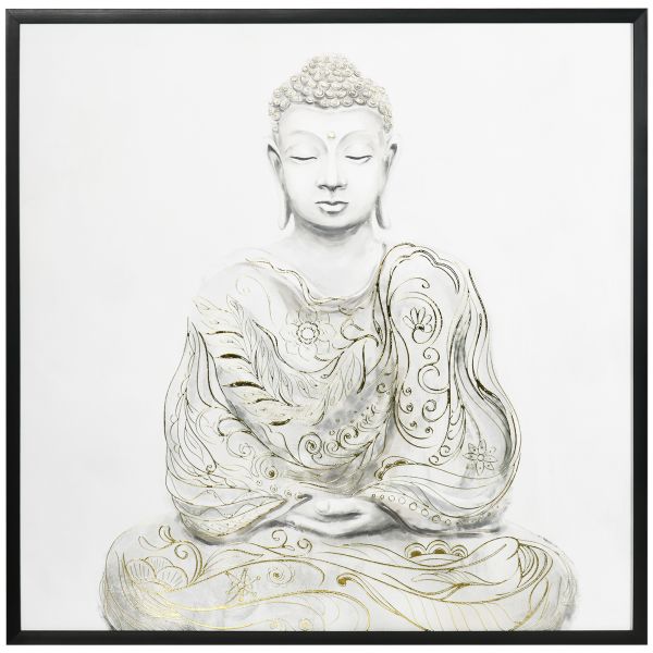 HOMCOM Leinwand, Canvas Wand Art mit einem meditierenden Buddha 83 x 83 cm