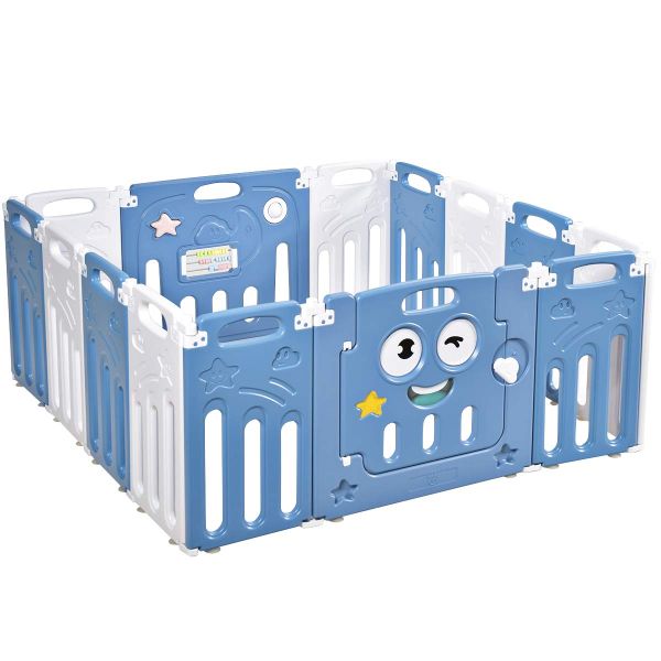 COSTWAY Baby Laufgitter mit Tür und Spielzeugboard