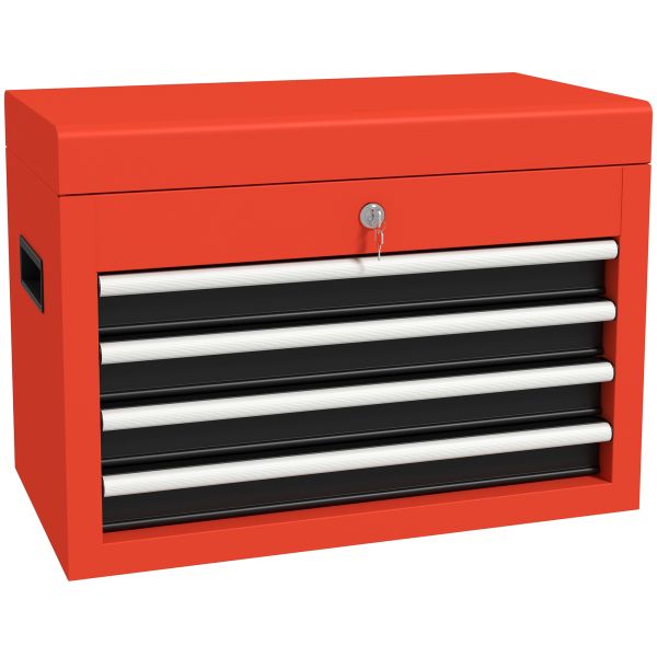 DURHAND Werkzeugkasten, Werkzeugkoffer, Werkzeugbox mit 4 Schubladen, Stahl, Rot
