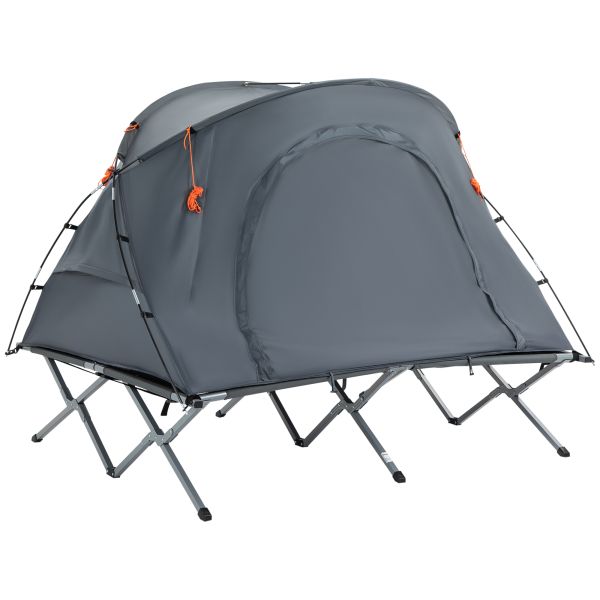 Outsunny Campingbett mit Zelt erhöhtes Feldbett für 2 Person Kuppelzelt mit Luftmatratze inkl. Trage