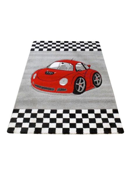 Relita Kinderteppich 170 x 120 cm, grau mit rotem Auto