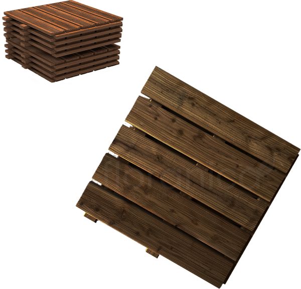 Floranica Holzterrassenplatten 1 Stück 50x50 cm Imprägniertes Lärchenholz Braun Boden für die Sauna