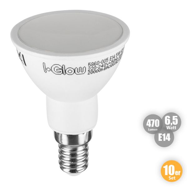lektie Slægtsforskning mm I-Glow LED-Leuchtmittel, JDR, E14, 6,5 W - 10er Set | Norma24
