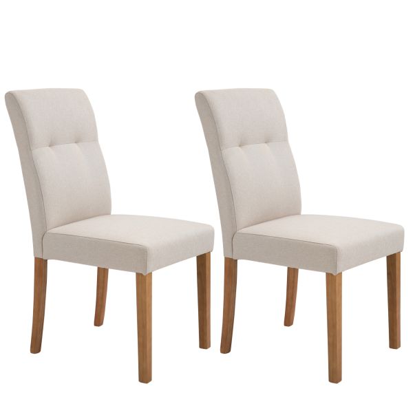 Esszimmerstühle 2er-Set mit gepolstertem Sitz Stuhl Polsterstuhl Leinen-Polyester-Gewebe Schaumstoff