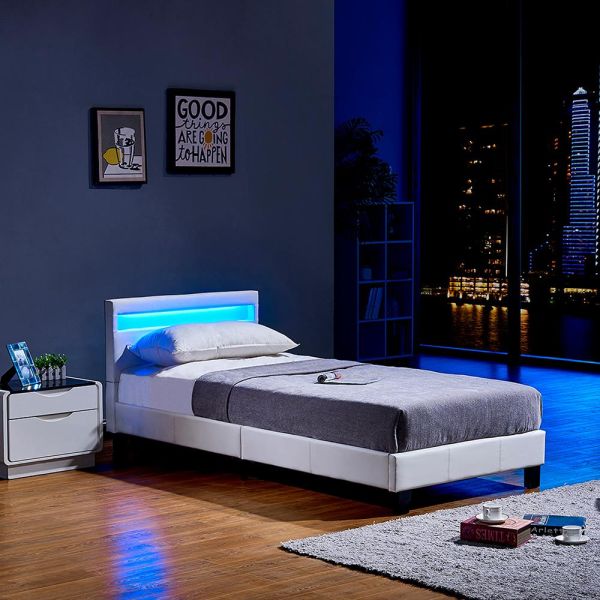 HOME DELUXE LED Bett ASTRO 90 x 200 Weiß