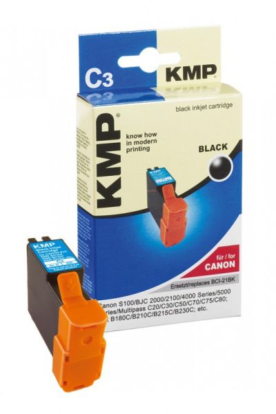KMP C3 Tintenpatrone ersetzt Canon BCI21BK (0954A002)