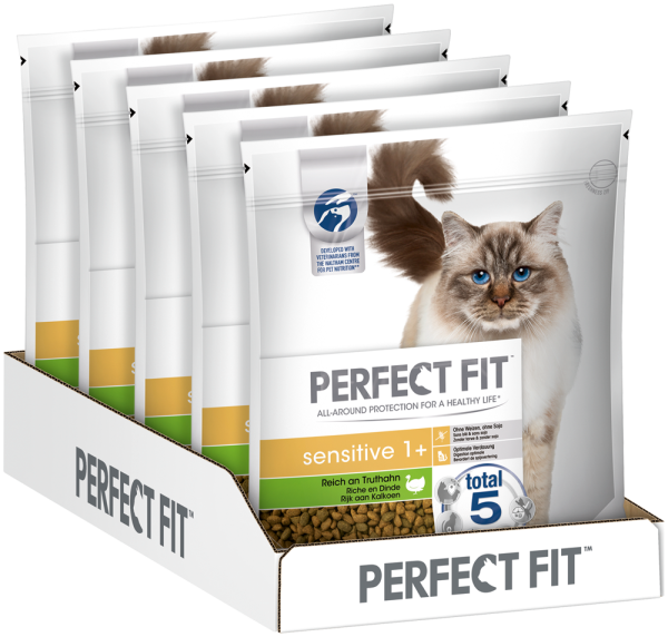 PERFECT FIT™ Katze Beutel Sensitive 1+ mit Truthahn 1,4kg 5er Karton