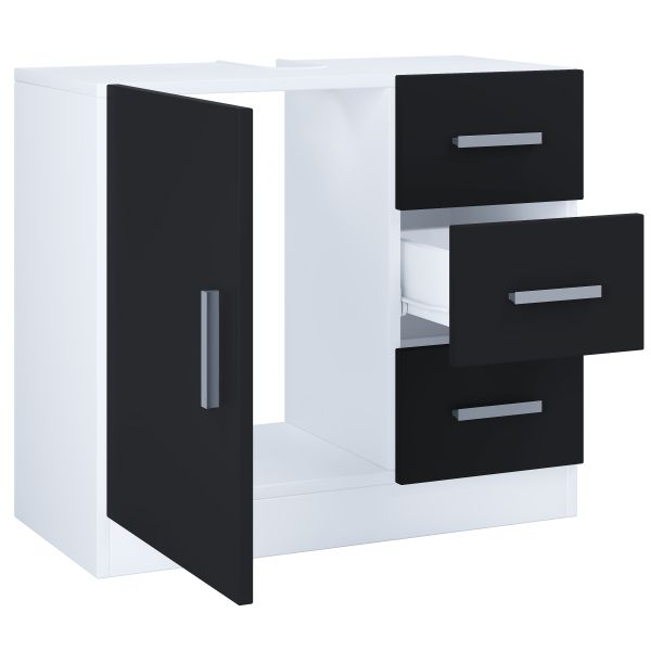 VCM Waschbeckenunterschrank Zalo XL mit 3 Schubladen Weiß/Schwarz